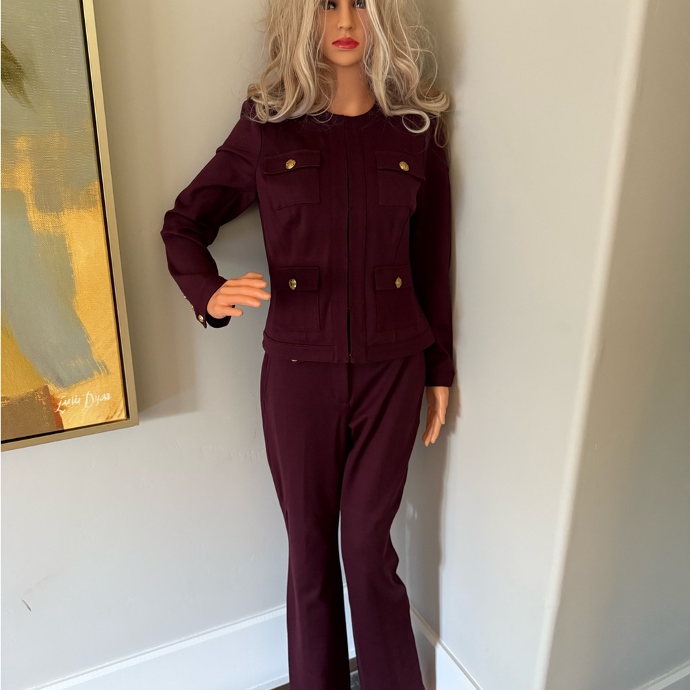 NWT Gorgeous Women's Burgundy Pantsuit with Gold Buttons!